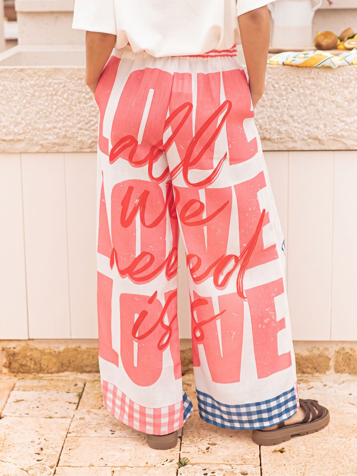 Coastal Fish Graphic Print High Waist Wide Leg Resort Pants