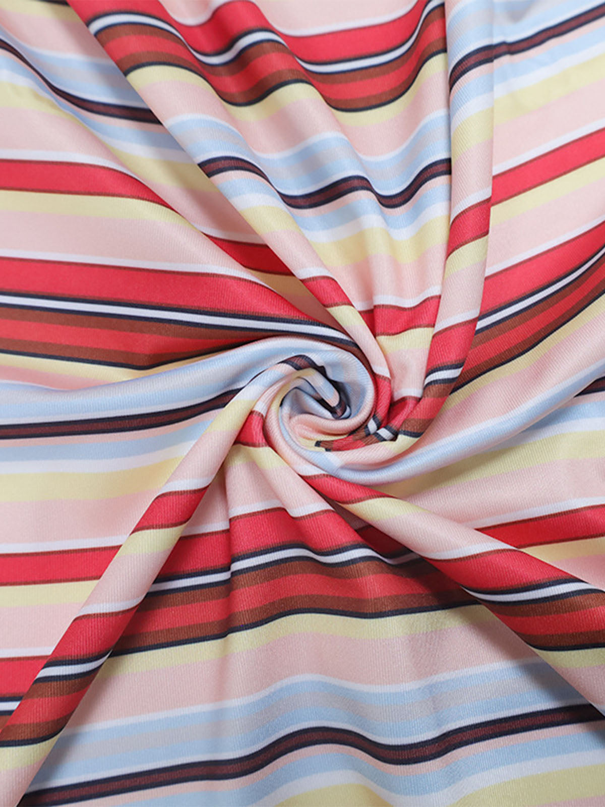 Colorful Striped Print O Ring Trim A Line Resort Strapless Maxi Dress