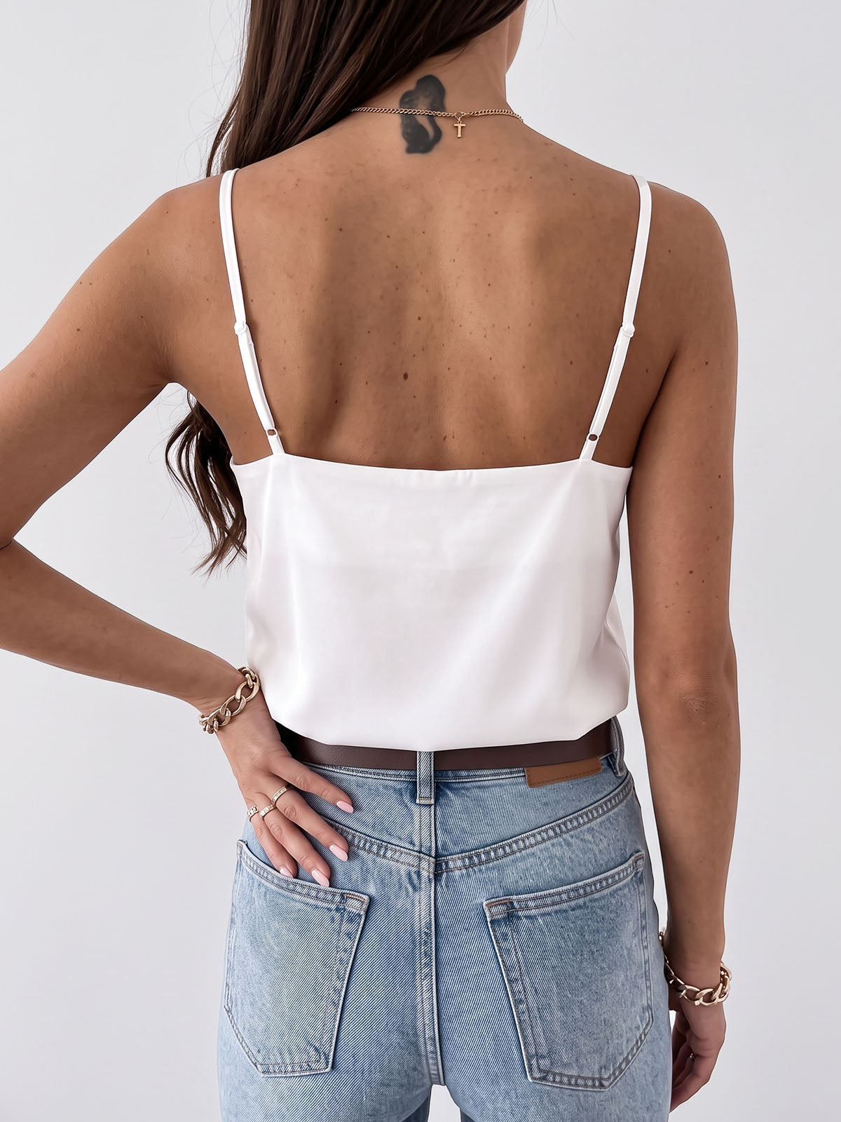 Feminine Scalloped Floral Lace Panel V Neck Resort Cami Tank Top