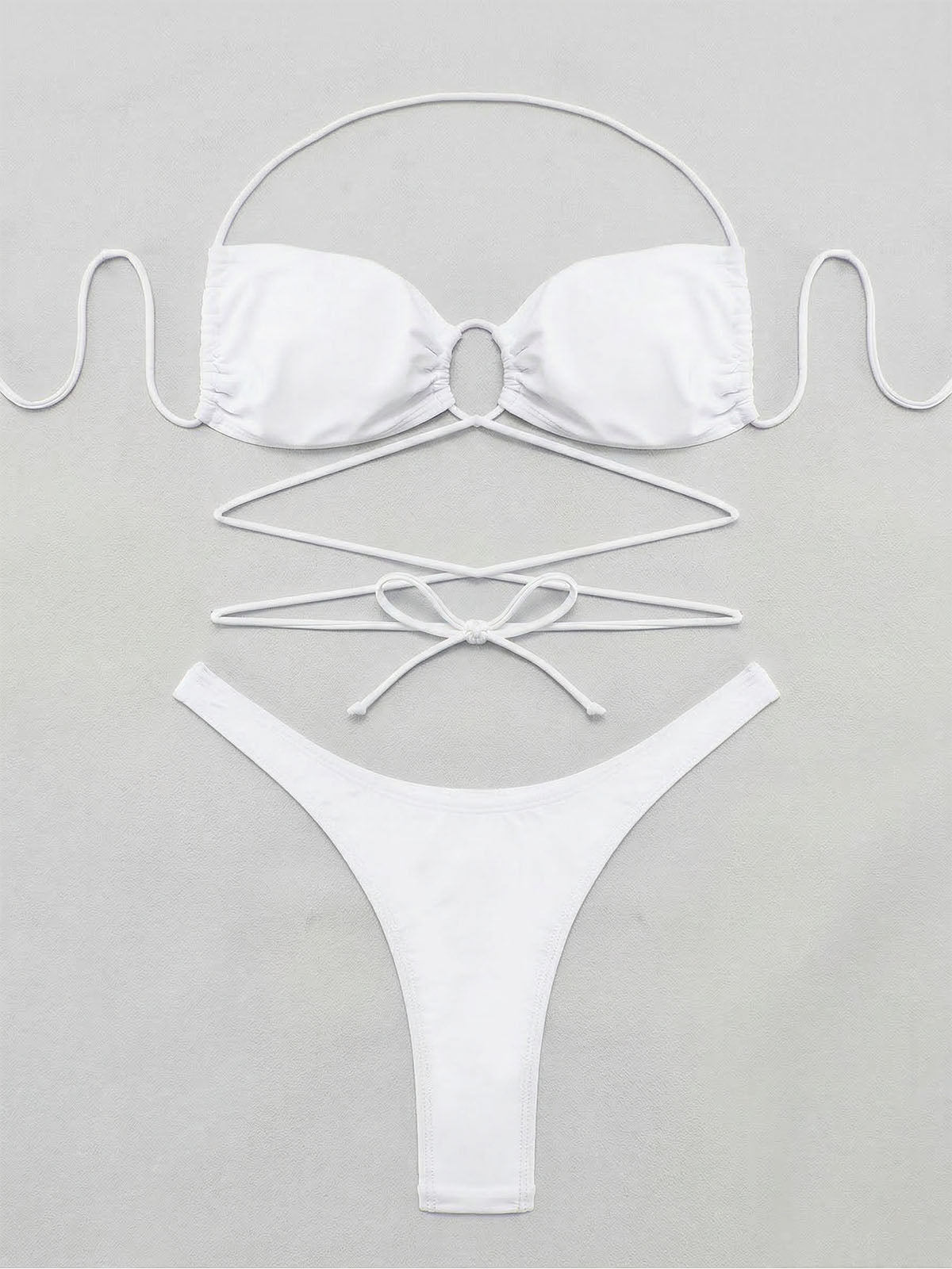Sexy High Cut Brazilian Wrap Around Halter Two Piece Bikini Set