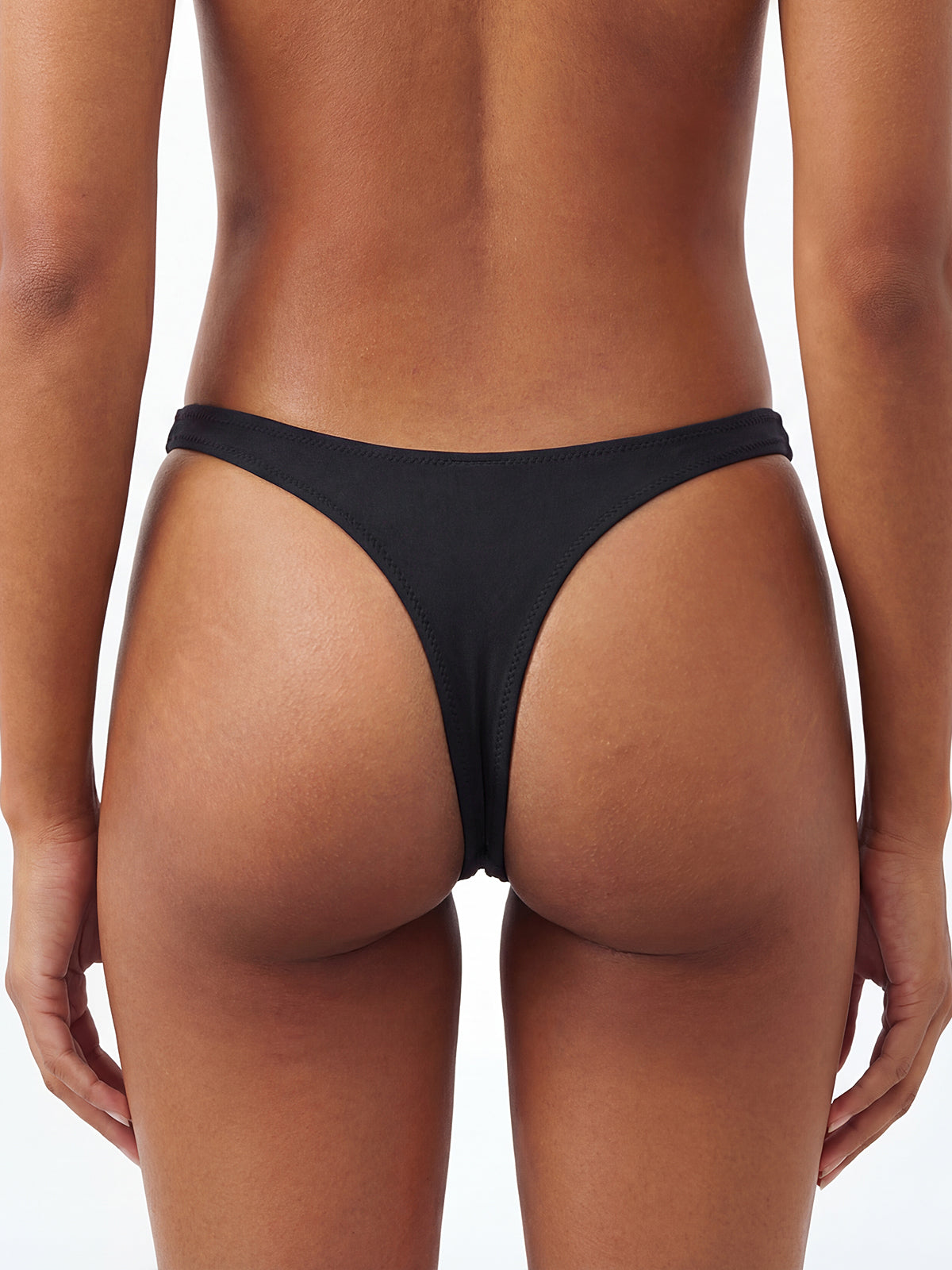 Sexy Micro Thong High Cut Ruched Trim Brazilian Bikini Bottom