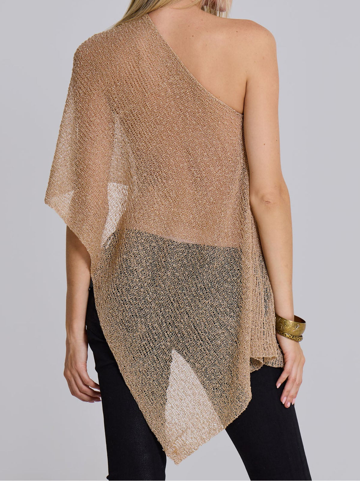Versatile Boat Shoulder Resort Asymmetrical Oversized Knit Poncho Top